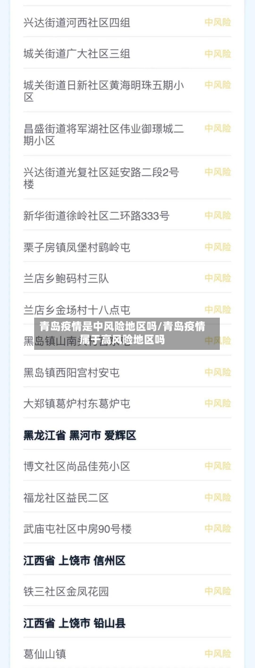 青岛疫情是中风险地区吗/青岛疫情属于高风险地区吗