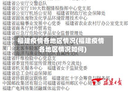 福建疫情各地区情况(福建疫情各地区情况如何)